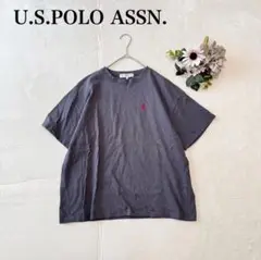 【ユーエスポロアッスン】半袖Tシャツ（F）刺繍ロゴ クルーネック カジュアル 綿