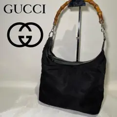 【高級】GUCCI グッチ バンブー ワンショルダーバッグ ナイロン 人気