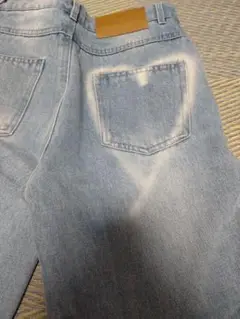 ハートデニム　ハートポケットロゴデニム　パンツ　韓国　ワイドパンツ　ワイド