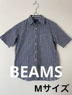 オススメ‼︎ BEAMS 半袖チェックシャツ M ネイビー/ホワイト
