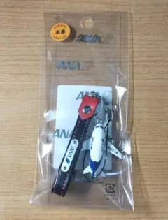 ♪◆全日空(ANA)◆本革カラフルストラップ(飛行機フィギュアストラップ) 黒