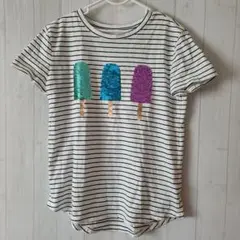 GAP 半袖 シャツ ボーダー アイスクリーム キラキラ 面白い 150