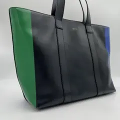 大容量 ポールスミス シティー A4◎ トートバッグ レザー ブラック ブルー