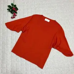 DONA MARIE 半袖ニット L オレンジ 二の腕隠し