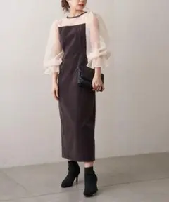 【SALON by Chico限定】配色シースルータイトロングドレス