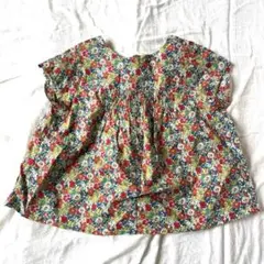 BONTON 3 花柄 半袖ブラウス コットン100% 後ろボタン