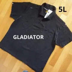 新品☆5L メンズ GLADIATOR 鹿の子地 半袖ポロシャツ 黒系 コットン