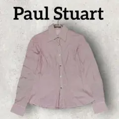 Paul Stuart 長袖ストライプシャツ コットシャツ (11) レッド