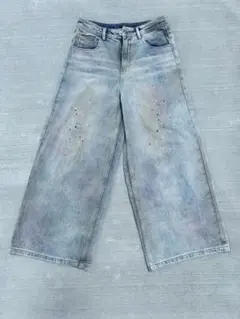 即完MENES メネス　Dirty Mid Blue Baggy Jeans