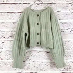 zr259 axes femme リブ編みボタン付きクロップドニット M