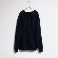 ジップアップパーカー◆ブラック◆シンプルデザイン◆ユニセックス◆Ｌ