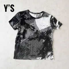 Y’s ワイズ チュールペイントプリントカットソー モノトーン アートデザイン
