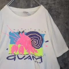 グアム90s　おみやげTシャツ　レトロポップ　ビンテージ古着　ヤドカリ　かわいい