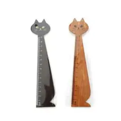 猫型木製定規 木製定規 ネコ 木 ものさし 2種類セット ねこ