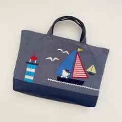 ファミリア レッスンバッグ デニムバッグ マチ付き ヨット