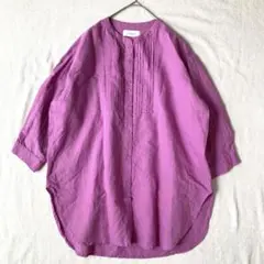 美品　natural by clip リネン　コットン　ピンタック　バンドカラー