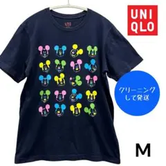 【美品】ユニクロ Tシャツ ネイビー M ミッキー