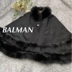 BALMAN バルマン フォックスファー ポンチョ ケープ ブラック