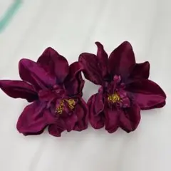 フラダンス◾️ワイン色ヘアクリップ2個セット