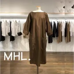 美品　MHL. 20AWライトモールスキンワンピース 高密度 製品染め　ブラウン