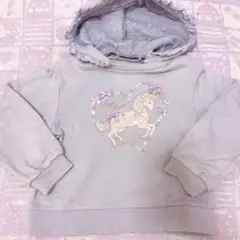 メゾピアノユニコーン刺繍フード付きトレーナー 110