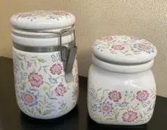 ⭐︎未使用品⭐︎キャニスター　陶器　レトロ　花柄　上品