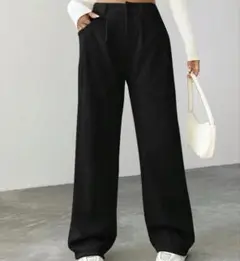 ボアパンツ コーデュロイ 裏ボア ワイド ストレート ブラック 黒 XL タック
