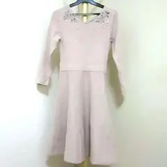 Rirandture フレアニットワンピース S ピンクベージュ