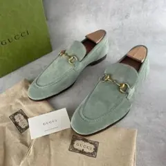サ*ー様 【本日のみ値下げ‼︎】GUCCIローファー グリーン GUCCI （未使用保管品）グッチ ラッカーフィニッシュ ローファー