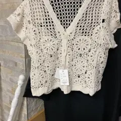 アイボリー 花柄レースカーディガン