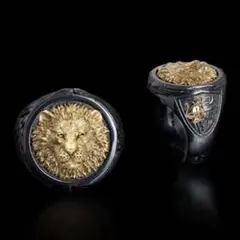指輪 ライオン ブラック 動物 ゴールド ギフト メンズ キラキラ ユニーク