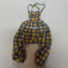 Dog Dept 青と黄色のチェック サロペット　М
