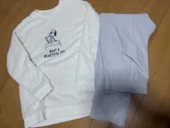 ホワイト フリース風 ルームウェア スヌーピー ユニクロ