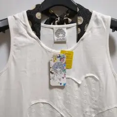 ScoLarノースリーブМリボン付き四つ葉模様新品タグ付き