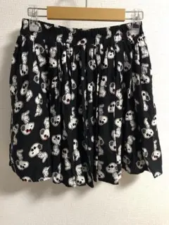 スヌーピー柄ミニスカート 黒