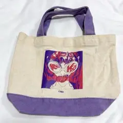 Ado トートバッグ クリーム パープル ハンドバッグ 布 ランチバック　アド
