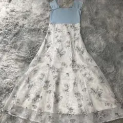 マーキュリーデュオ ベアニットドッキング花柄バックレースアップワンピース美品