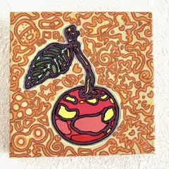 『チェリー』　ポップアート　原画　アクリル画　イラスト　手描き　10×10