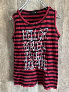 Black Peace Now ボーダー ノースリーブ ジップ トップス