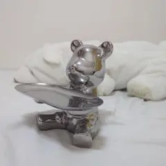 シルバー クマ型 メタル置物