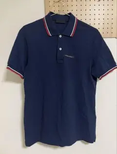【希少品❗️】PRADA ネイビー　ポロシャツ　黒ロゴ　S