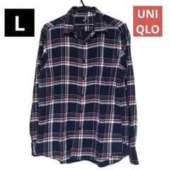 【送料無料】【UNIQLO/ユニクロ】チェックシャツ 長袖 秋冬 L メンズ