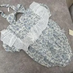期間限定値下げ！【新品未使用タグ付】花柄ロンパースとヘアバンド　ベビー服