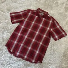 carhartt 赤 チェック柄 半袖シャツ Mサイズ