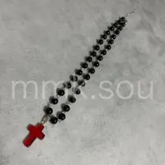 opium grunge Cross beads necklace 十字架