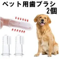 ペット用 シリコン 歯ブラシ 指サック 柔らかい 犬 猫 2個セット