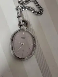 稼働品 SEIKO 43-7150 本体シルバー925製 懐中時計 クォーツ