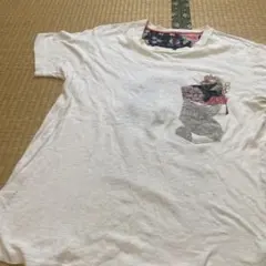24日まで！ 和柄 Tシャツ 鯉 刺繍 メンズ Lサイズ 白 胸3段ポケット