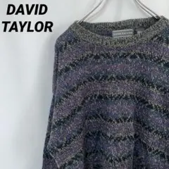 N-2947 DAVID TAYLOR 古着 総柄ニット アクリル セーター L