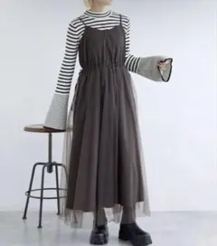 w closet リバーシブル　チュール　キャミワンピース